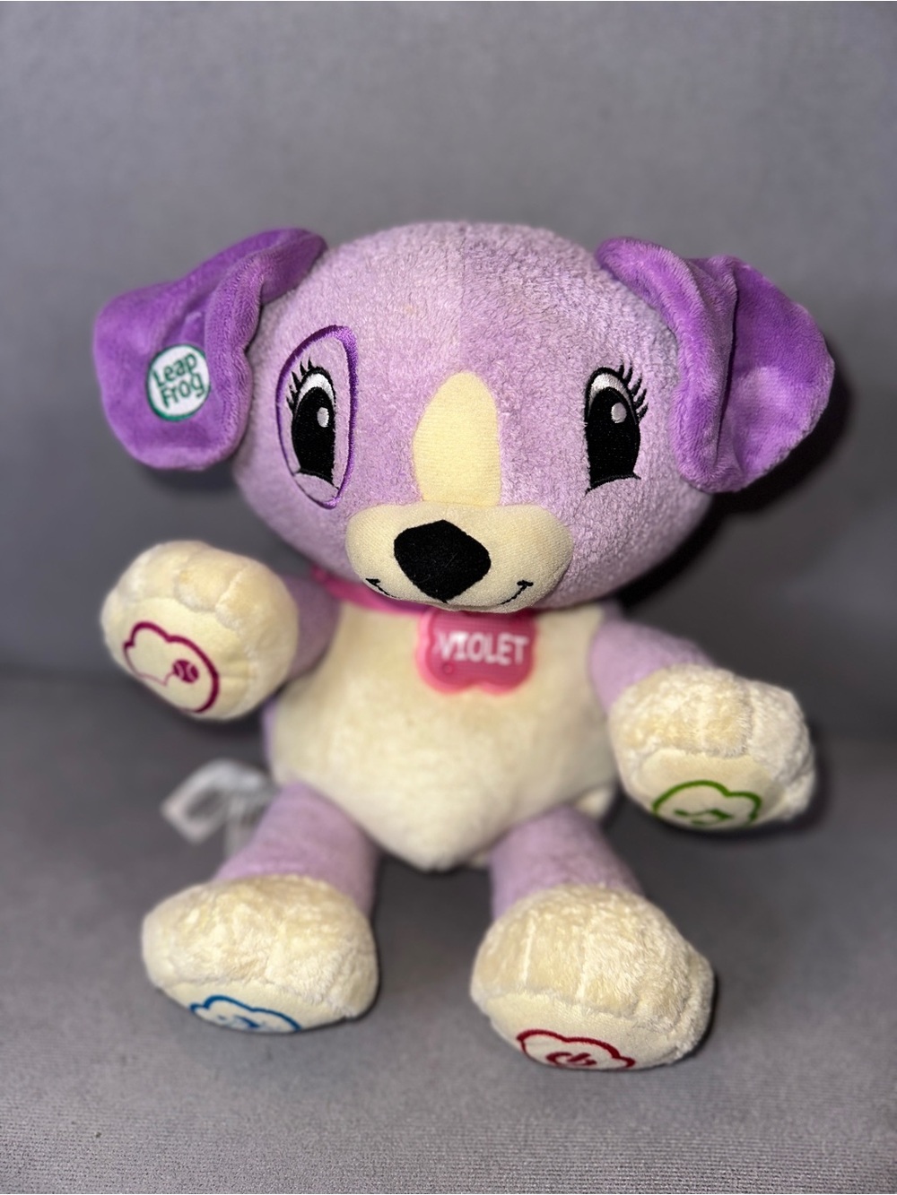 Leapfrog Violet Plush Puppy - Purple and Cream Interactive Dog - TESTED & WORKS